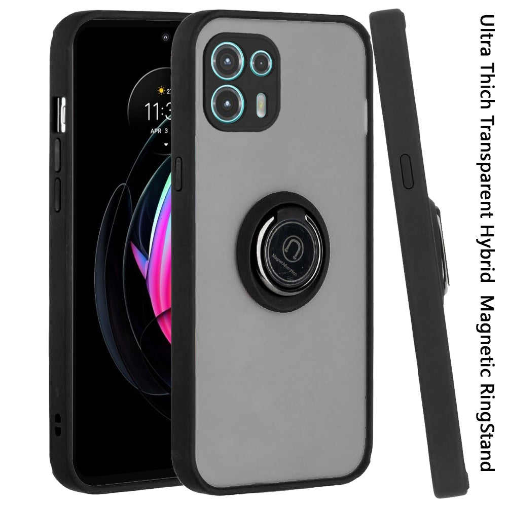 For Motorola Edge 20 Lite Hybrid Protective PC & TPU Shockproof with 360° Rotation Ring Magnetic Metal Stand & Covered Camera Phone Case Cover