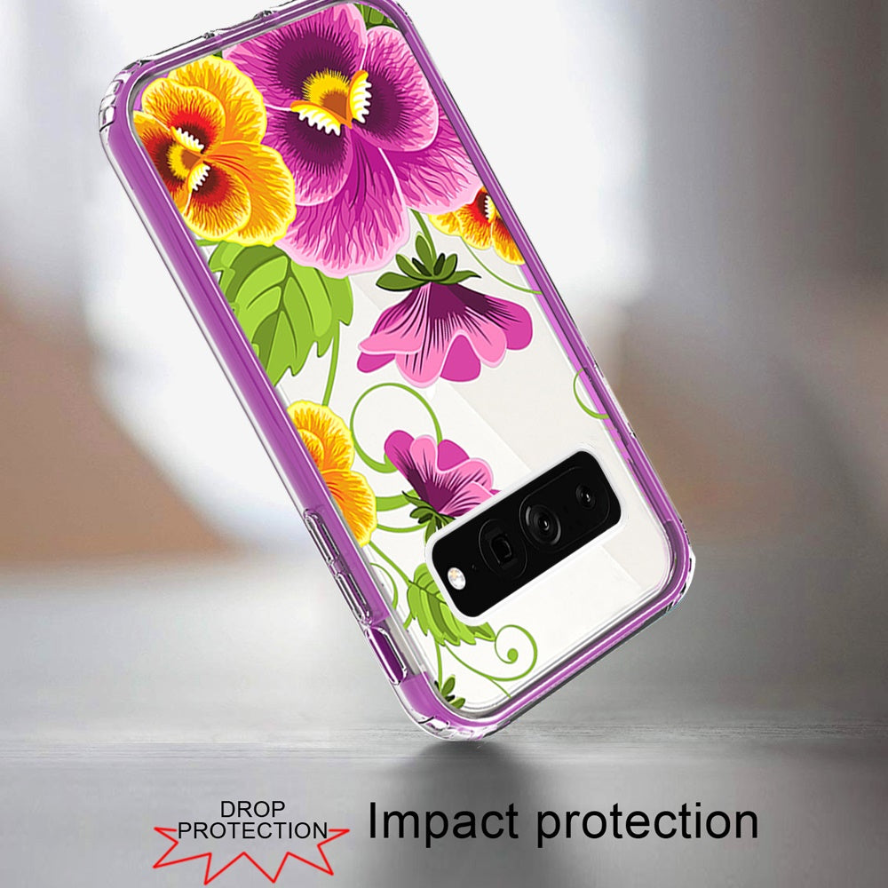 For Google Pixel 7 Beautiful Design Hybrid Triple Layer Armor Hard PC Rubber TPU Shockproof Protective Frame Phone Case Cover
