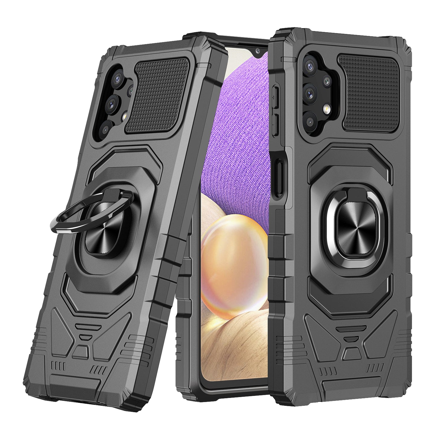 For Samsung Galaxy A32 5G Hybrid Dual Layer with Rotate Magnetic Ring Stand Holder Kickstand, Rugged Shockproof Hard Protective Phone Case Cover