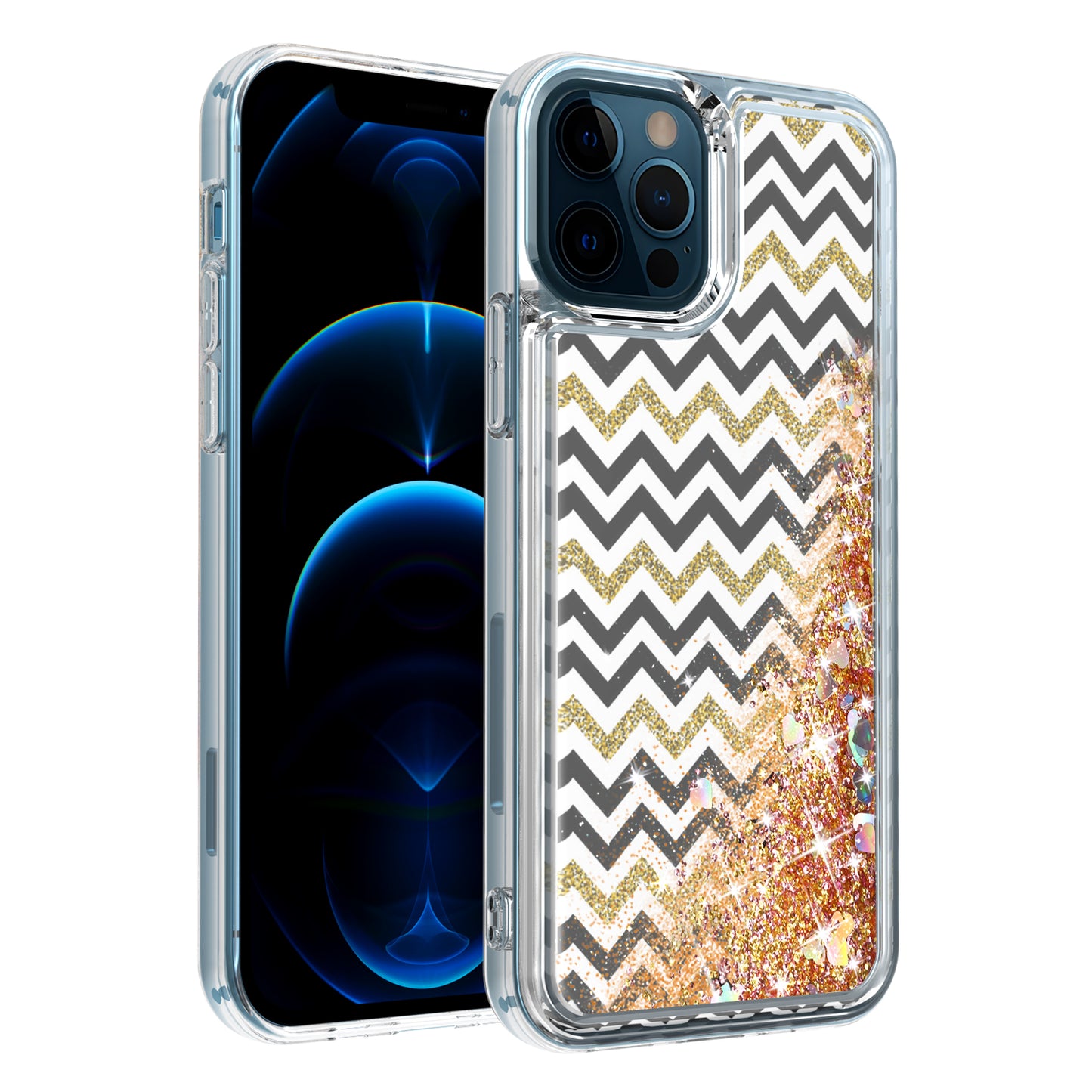 For Apple iPhone 13 (6.1") Quicksand Design Liquid Glitter Bling Hybrid Floating Flowing Sparkle Colorful TPU Protective Phone Case Cover