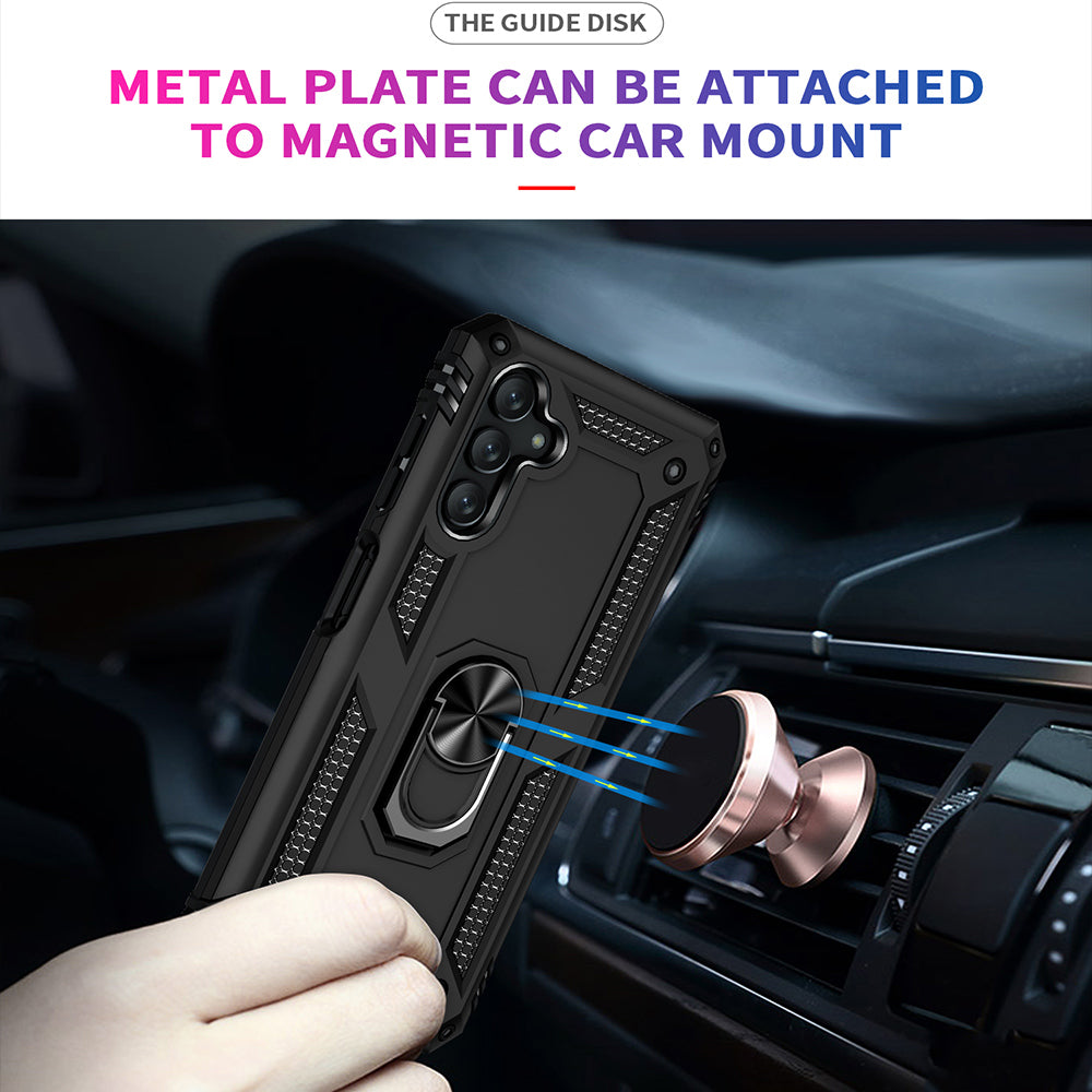 For Samsung Galaxy A13 5G Military Grade Heavy Duty Armor Hybrid with Rotating Metal Ring Kickstand Finger Loop Stand Phone Case Cover
