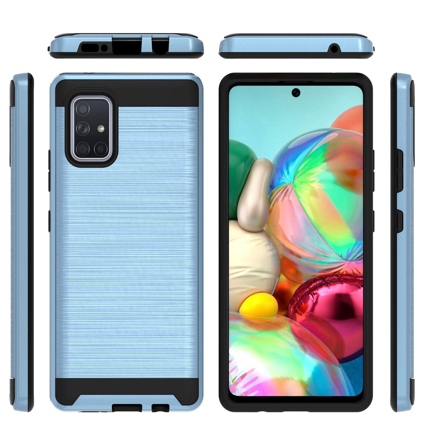For Samsung Galaxy A54 5G Hybrid Brushed Metal Texture Rugged Slim Shockproof Dual Layers 2-Piece Hard PC + Soft TPU Phone Case Cover