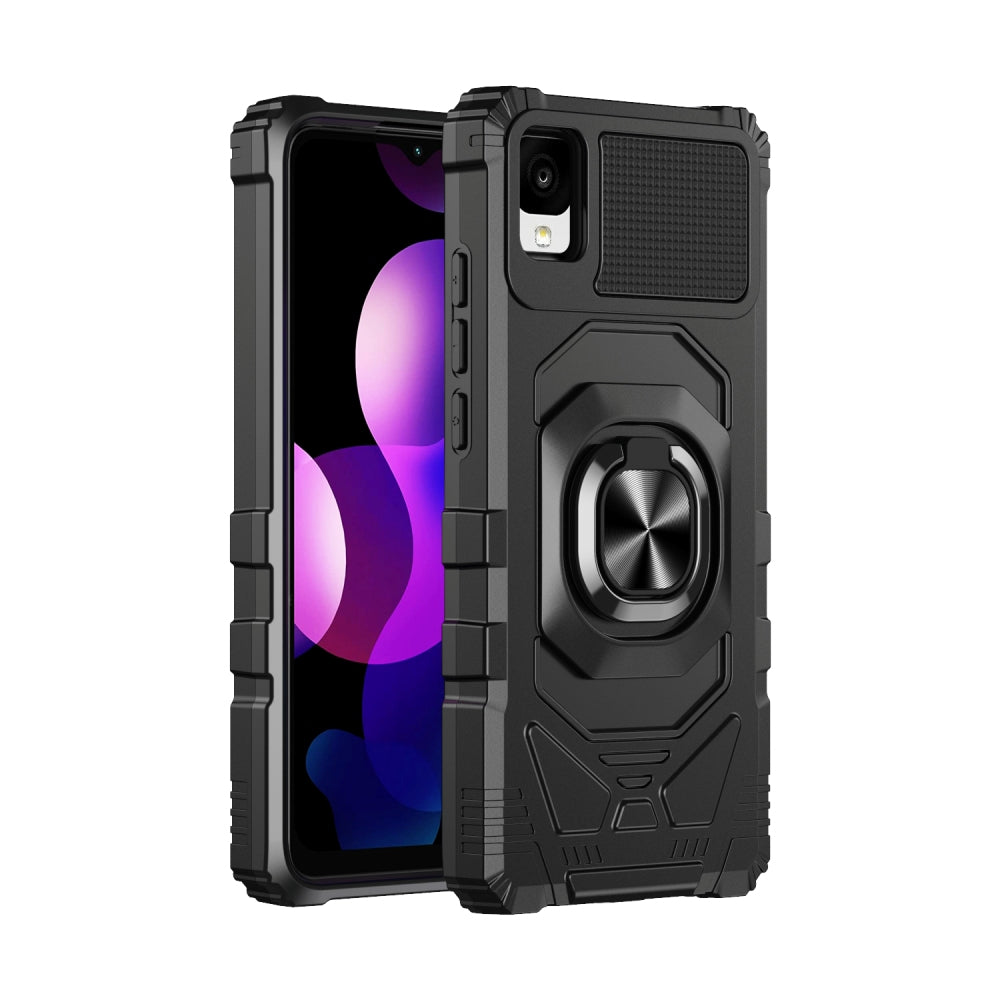 For TCL 30 Z Full-Body 2in1 Magnetic Car Mount Metal Ring Holder Kickstand Heavy Duty Hybrid Armor Defender Phone Case Cover