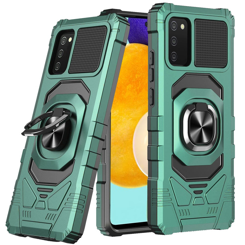 For Samsung Galaxy A03S Hybrid Dual Layer with Rotate Magnetic Ring Stand Holder Kickstand, Rugged Shockproof Protective Phone Case Cover