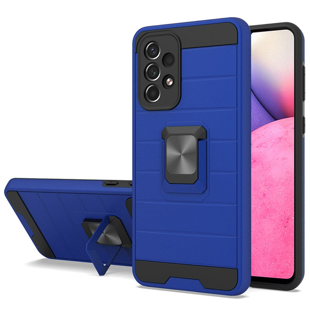 For Samsung Galaxy A33 5G Magnetic Ring Holder Rubber Hybrid Stand Kickstand Texture Rugged Armor Heavy Duty Military Grade Phone Case Cover