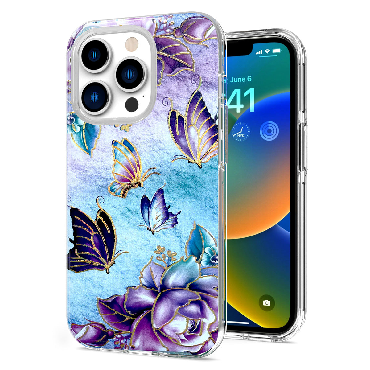For Apple iPhone 13 Pro Max (6.7") Stylish Gold Layer Design Hybrid Rubber Hard PC Shockproof Armor Rugged Slim Phone Case Cover