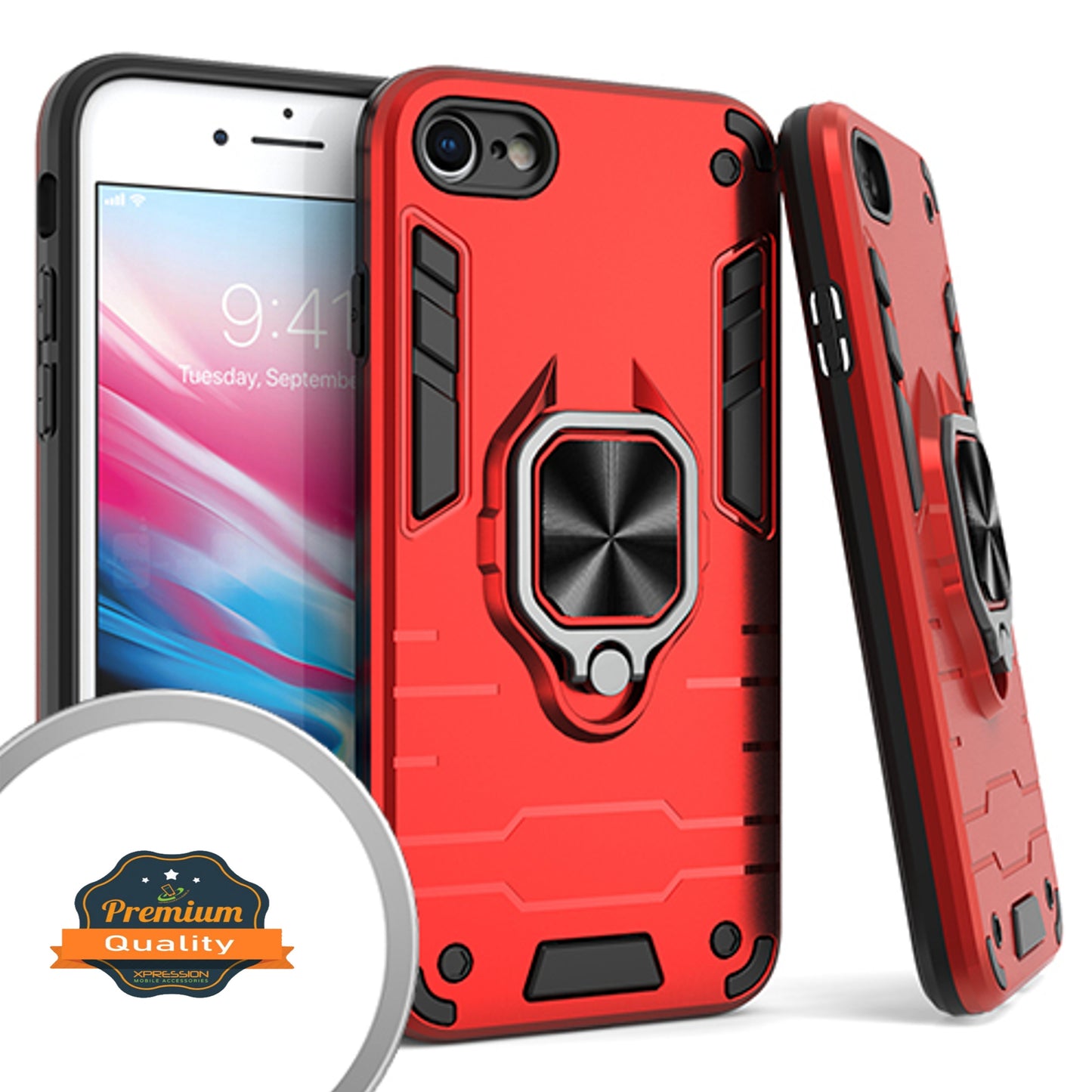 For Apple iPhone SE 3 (2022) /SE /8/7 Military Grade Protection Heavy Duty Shockproof with 360 Ring Kickstand Stand Holder Phone Case Cover