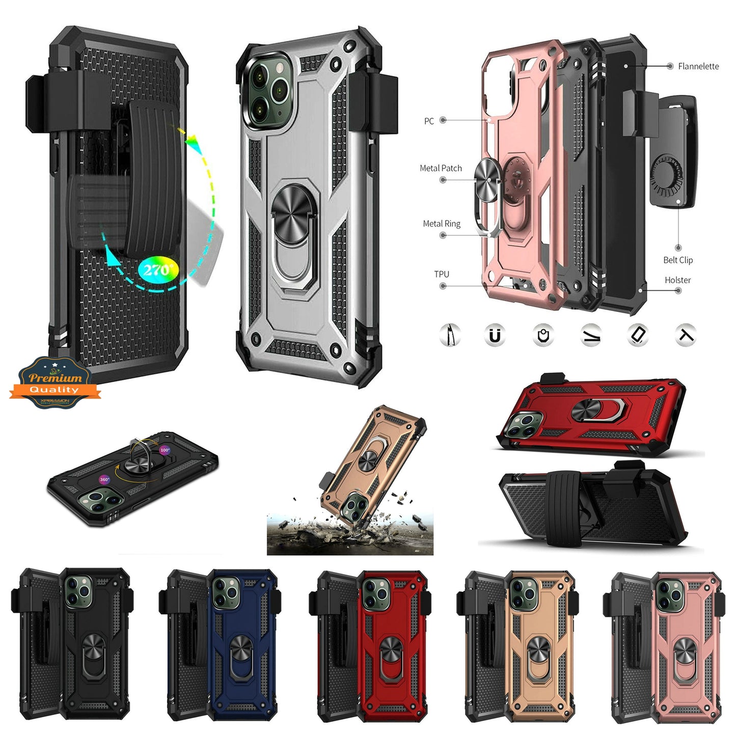 For Samsung Galaxy A71 5G with Belt Clip Holster Ring Stand Holder, Military Grade Fit for Magnetic Car Mount Shockproof Hybrid Rugged Phone Case Cover