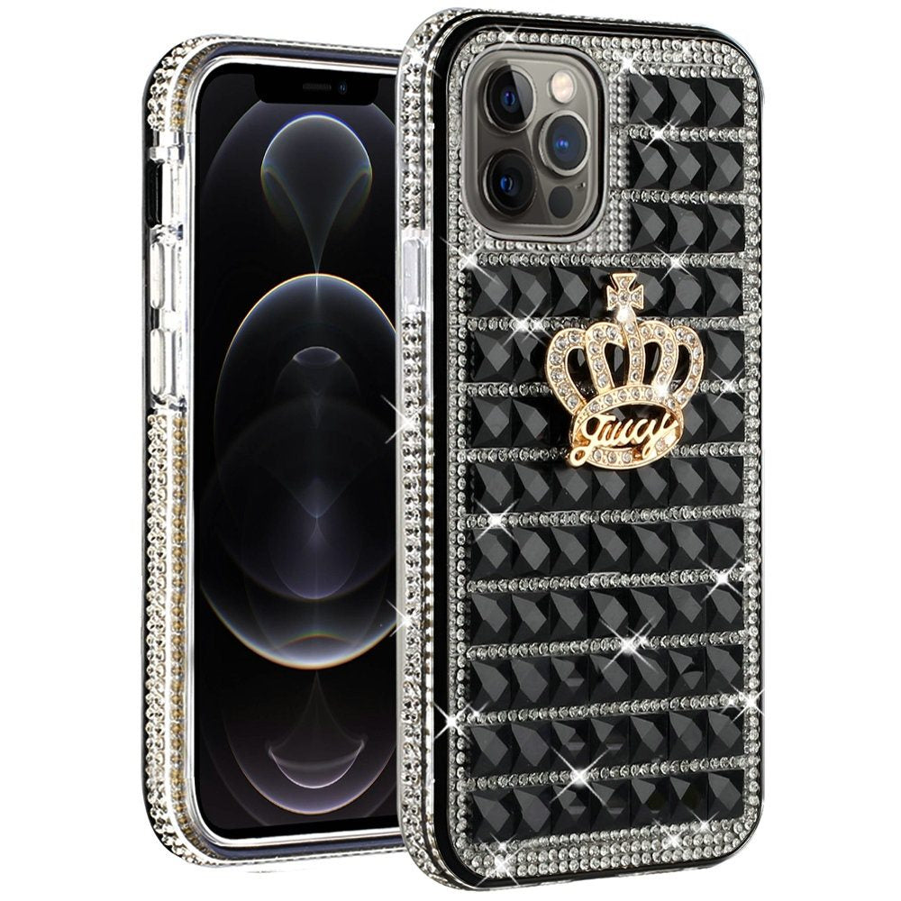For Apple iPhone SE 2022 /SE 2020/8/7 Fashion Luxury 3D Bling Diamonds Rhinestone Jeweled Ornament Crystal Hybrid Hard Phone Case Cover