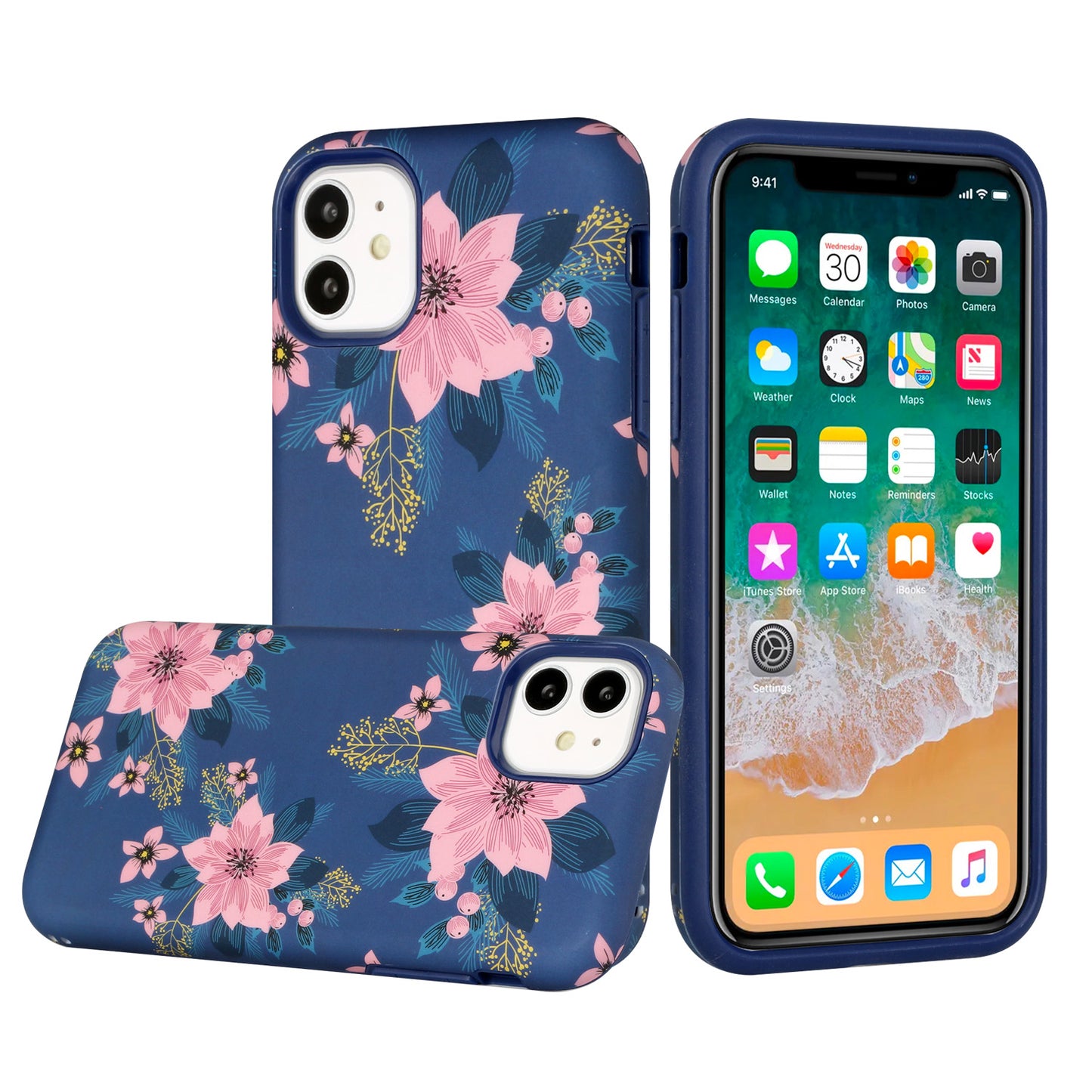 For Apple iPhone 13 Pro Max (6.7") Bliss Floral Stylish Design Hybrid Rubber TPU Hard Shockproof Armor Slim Phone Case Cover