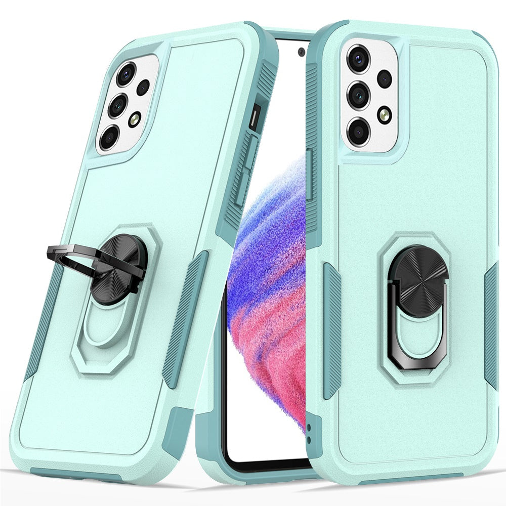 For Samsung Galaxy A53 5G Hybrid Rugged Hard Drop-Proof 3 Layer Protection Military Grade Armor with Metal Ring Stand Phone Case Cover