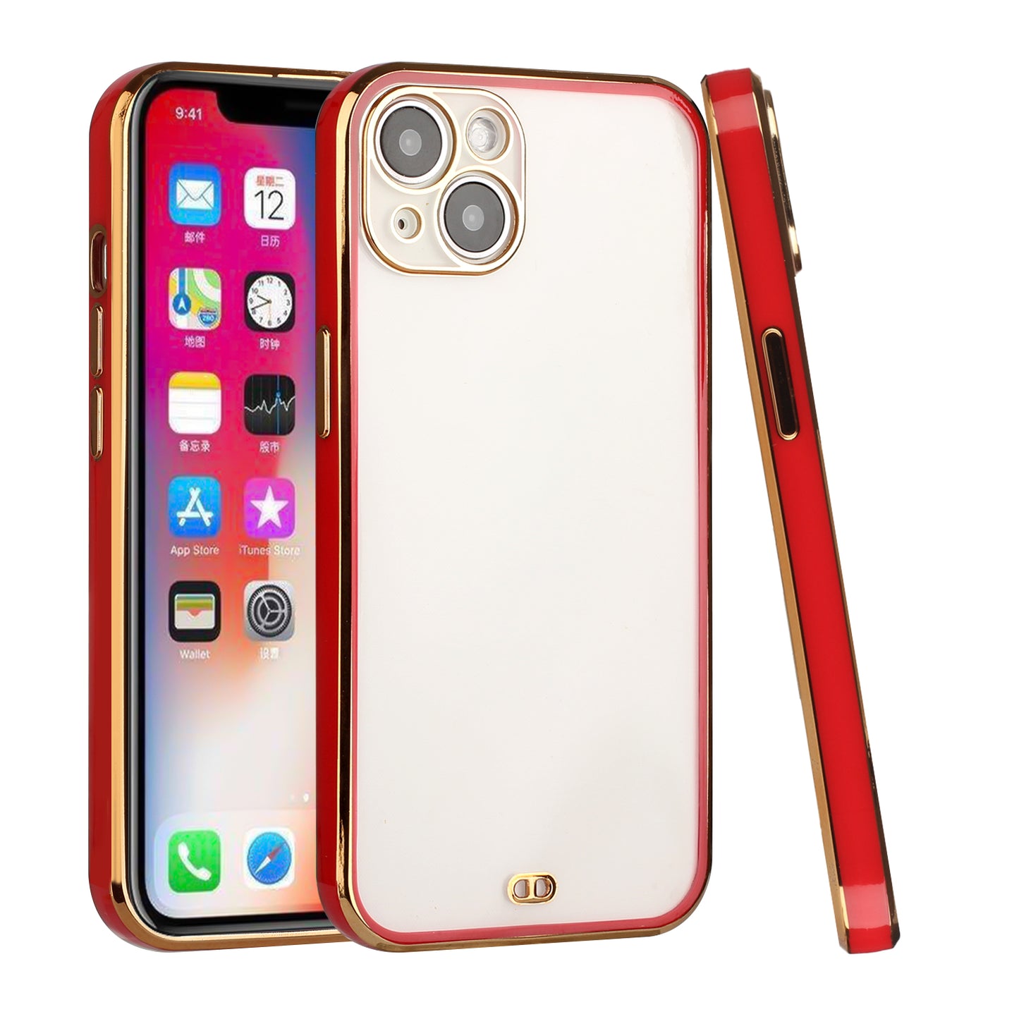 For Apple iPhone 11 (6.1") Slim Hybrid Gold Plated Chrome Transparent Rubber Gummy Hard PC Thick TPU Protective Phone Case Cover