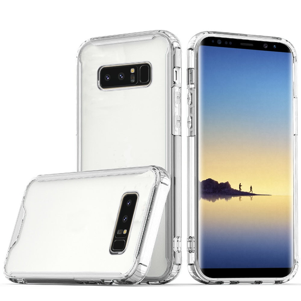 For Samsung Galaxy Note 8 Colored Shockproof Transparent Hard PC + Rubber TPU Hybrid Bumper Shell Thin Slim Protective Clear Phone Case Cover