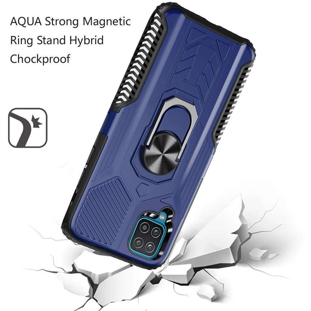 For Samsung Galaxy A12 5G Military Grade Hybrid Heavy Duty 2 in 1 Protective Hard PC and Soft Silicone with Ring Stand Holder Phone Case Cover