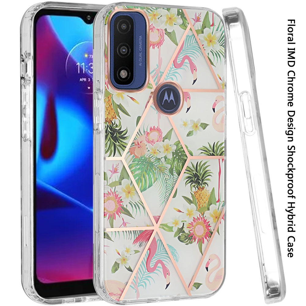 For Motorola Moto G Pure /G Power 2022 Fashion Floral IMD Design Flower Hybrid Protective Hard Rubber TPU Slim Back Shockproof Phone Case Cover
