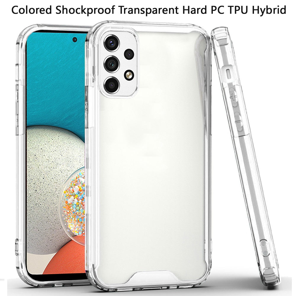 For Samsung Galaxy A53 5G Colored Shockproof Transparent Hard PC + Rubber TPU Hybrid Bumper Shell Thin Slim Protective Phone Case Cover