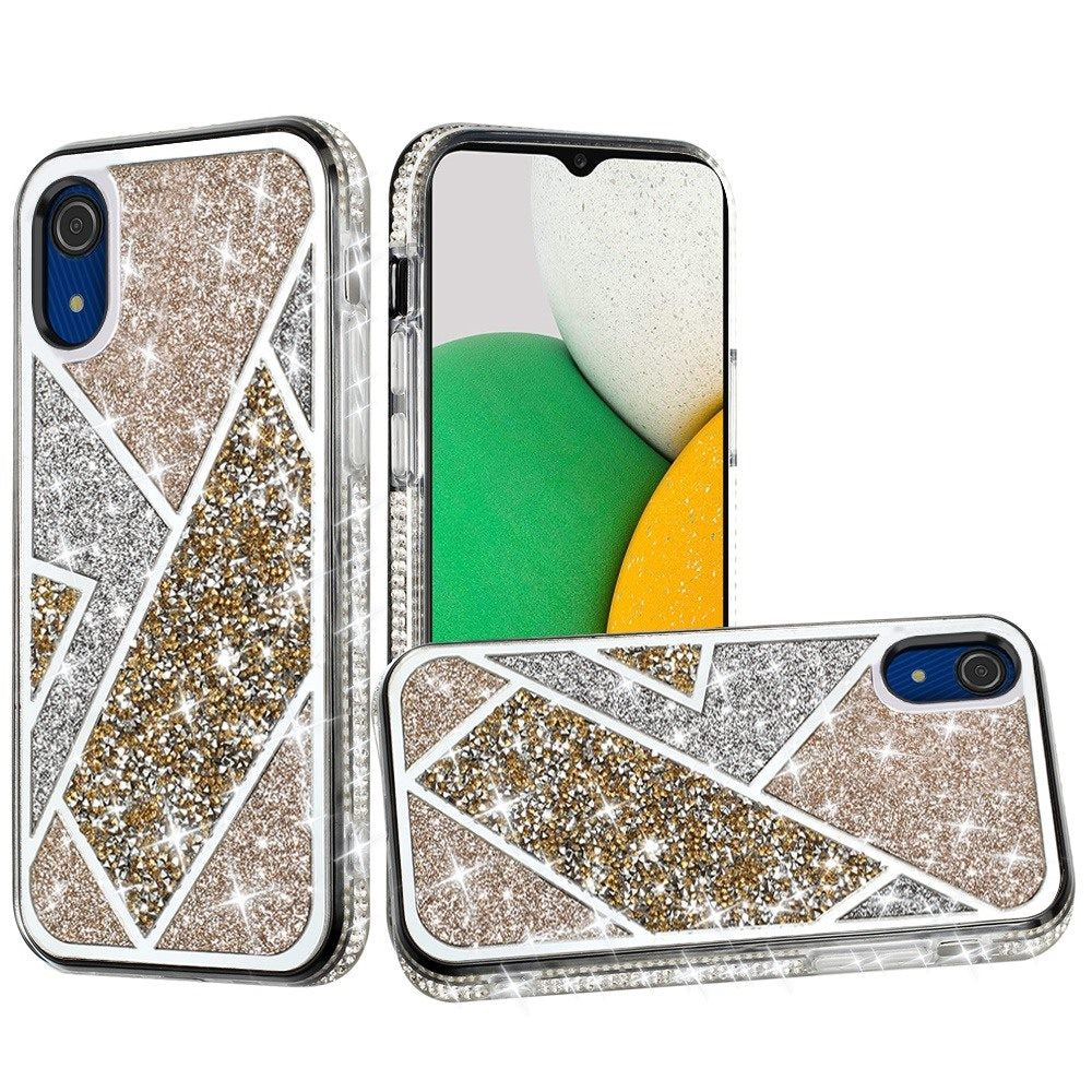 For Samsung A03 Core Glitter Bling Diamond Rhinestone Sparkly Bumper Fashion Shiny Cute Fancy Cases Hybrid Rugged PC Phone Case Cover