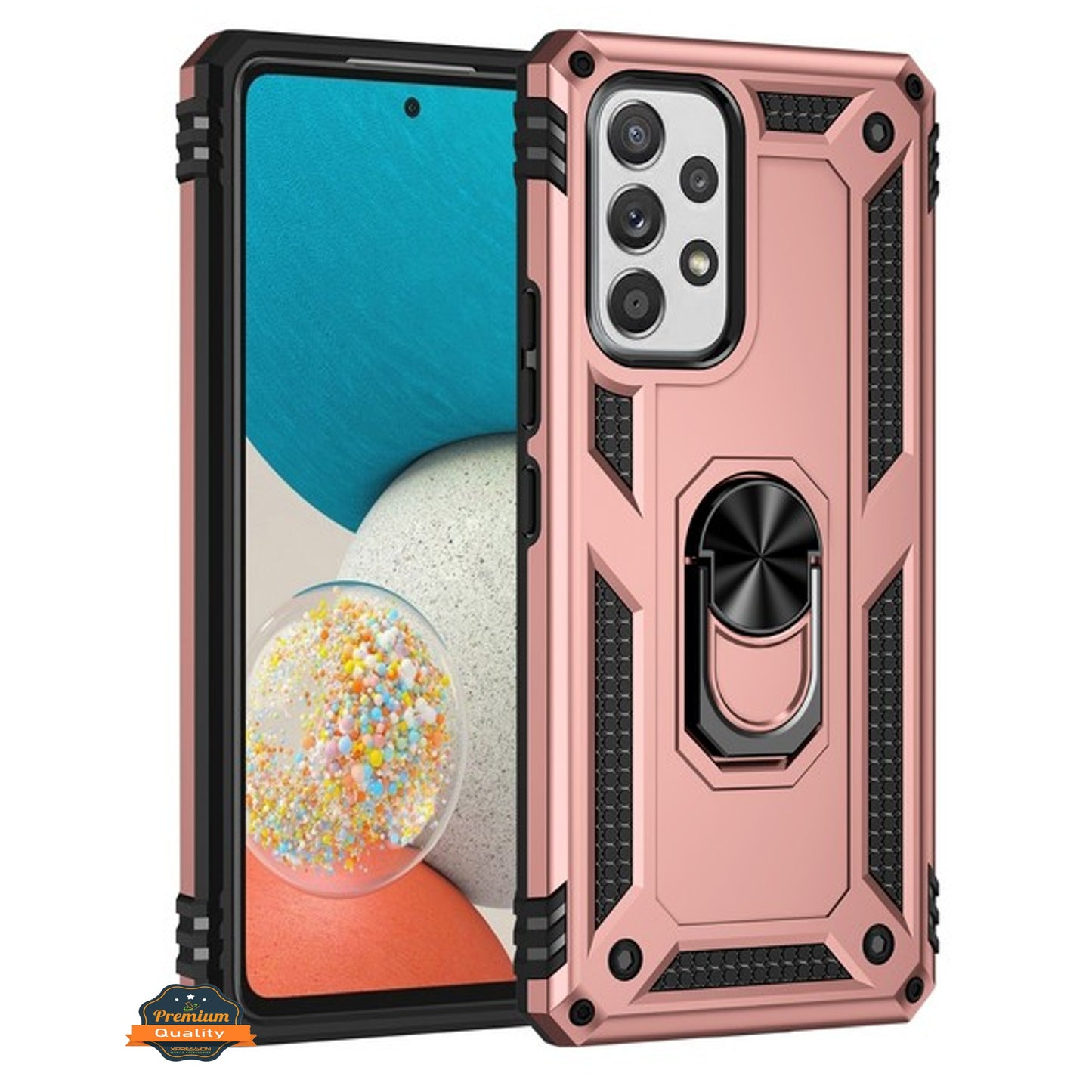 For Samsung Galaxy A03S Shockproof Tuff Hybrid Dual Layer PC TPU with 360° Ring Stand Metal Kickstand Heavy Duty Shell Phone Case Cover
