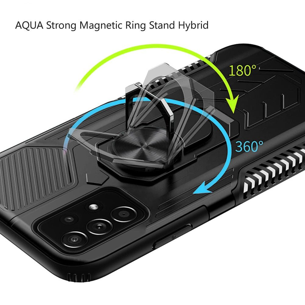 For Apple iPhone 11 (6.1") Military Grade Hybrid Heavy Duty 2 in 1 Protective Hard PC and Silicone with Ring Stand Holder Phone Case Cover