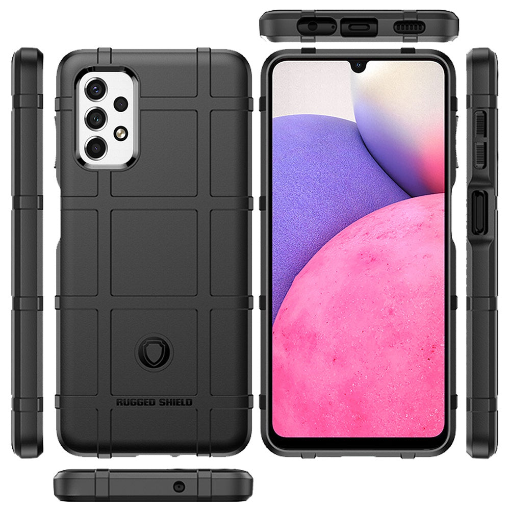 For Samsung Galaxy A33 5G Rugged Shield Hybrid TPU 3.2mm Thick Rough Armor Tactical Matte Grip Silicone Texture Anti-Drop Phone Case Cover