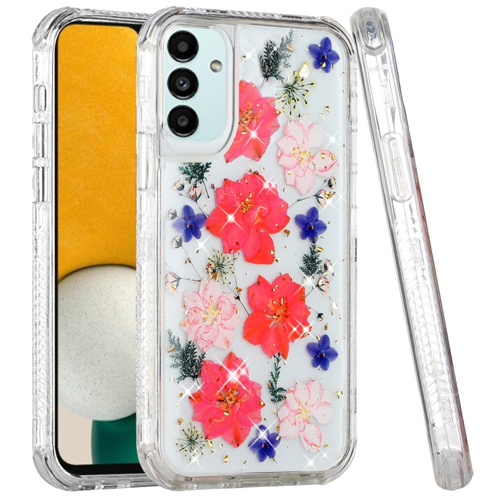 For SSamsung Galaxy A53 5G Beautiful Sparkle Glitter Floral Epoxy Design Shockproof Hybrid Fashion Bling Rubber TPU Phone Case Cover