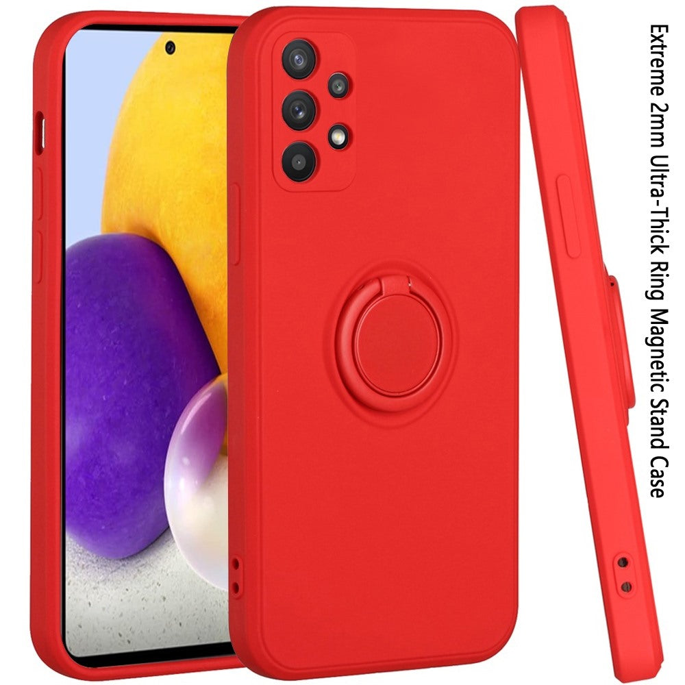 For Samsung Galaxy A73 5G Slim Silicone Soft Rubber Hybrid with Ultra-Thick Ring Magnetic Stand Holder Car Mount Supported Hard Protective Phone Case Cover
