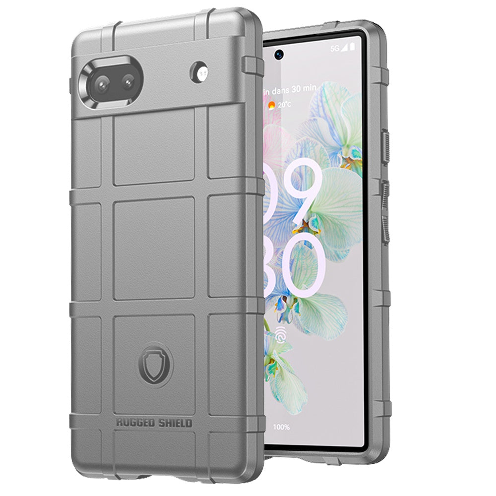 For Google Pixel 6A Rugged Shield Hybrid TPU Thick Solid Rough Armor Tactical Matte Grip Silicone Texture Protective Phone Case Cover
