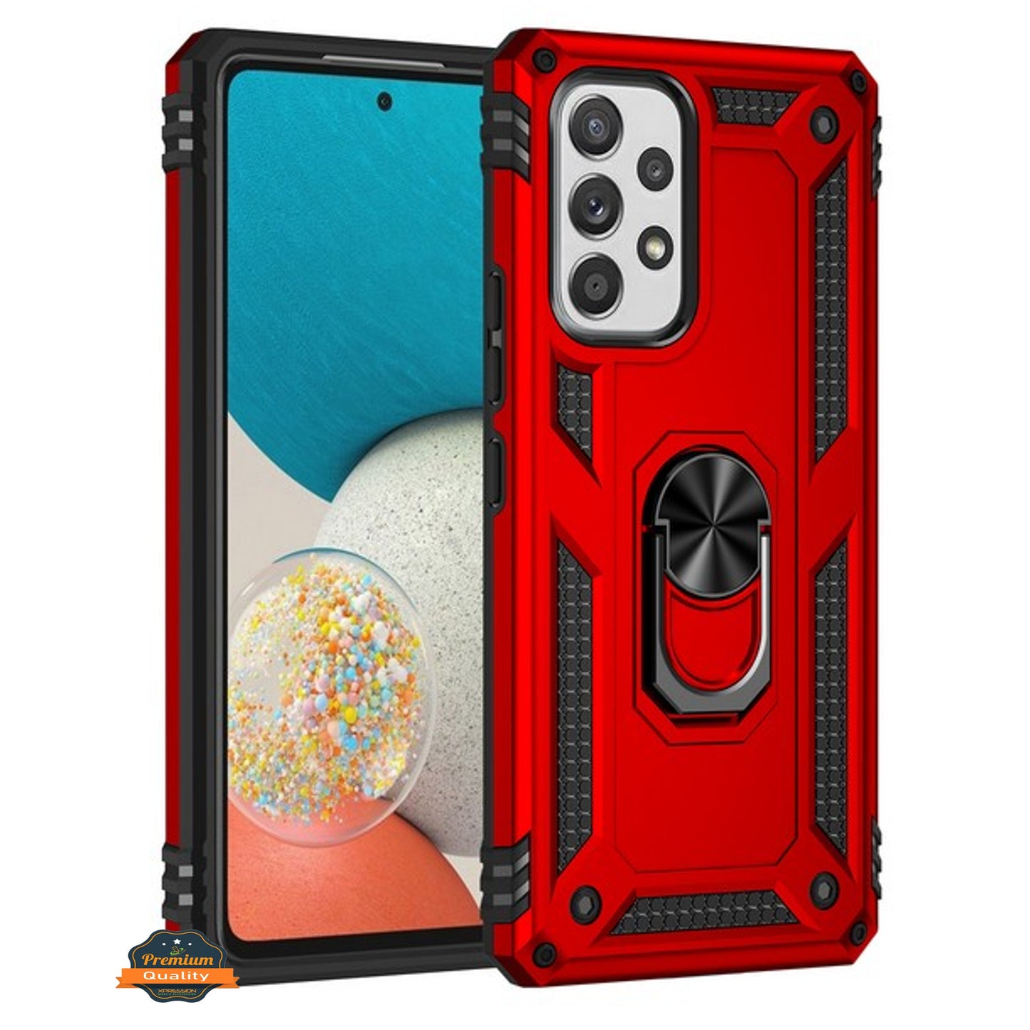 For Samsung Galaxy A03S Shockproof Tuff Hybrid Dual Layer PC TPU with 360° Ring Stand Metal Kickstand Heavy Duty Shell Phone Case Cover