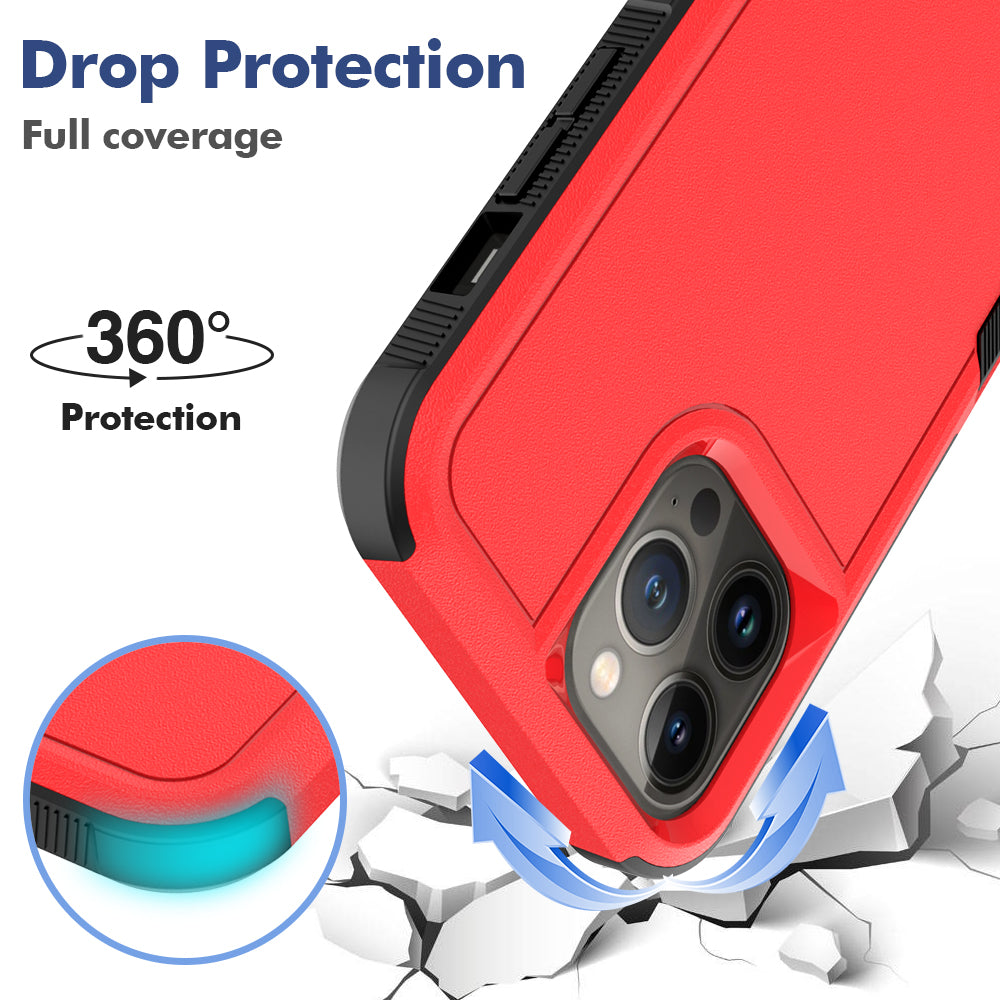For Apple iPhone 13 Pro Max (6.7") Tough Hybrid Rugged Hard Shockproof Drop-Proof 3in1 Protection, Military Grade Design Phone Case Cover