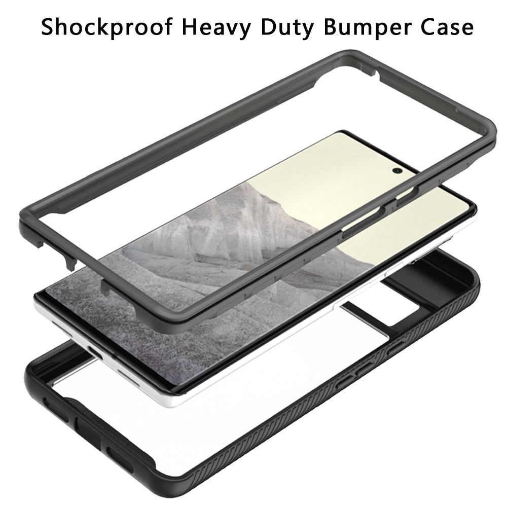 For Google Pixel 6 Clear Dual Layer Tuff Rugged Bumper Frame Heavy Duty Hybrid Shockproof Rubber TPU Full Body Defender Phone Case Cover