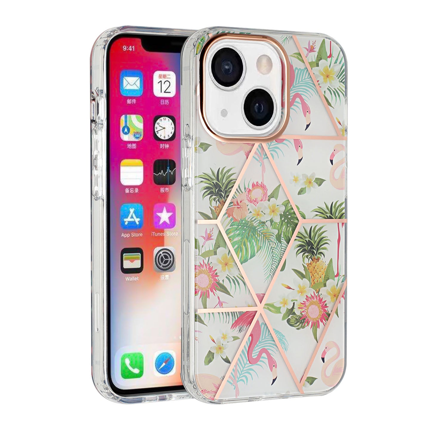 For Samsung Galaxy A02S Fashion Floral IMD Design Flower Pattern Hybrid Protective Hard PC Rubber TPU Slim Back Shockproof Phone Case Cover
