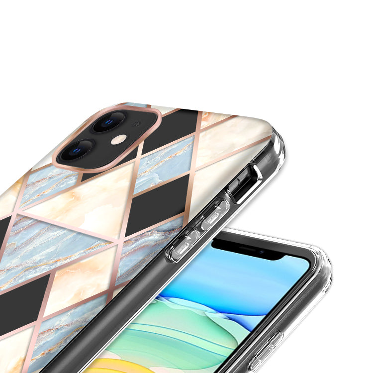 For Apple iPhone 13 (6.1") Dual Layer Hybrid Shockproof Fashion Design IMD Electroplating 2 in 1 Hard Plastic Rubber TPU Frame Armor Phone Case Cover