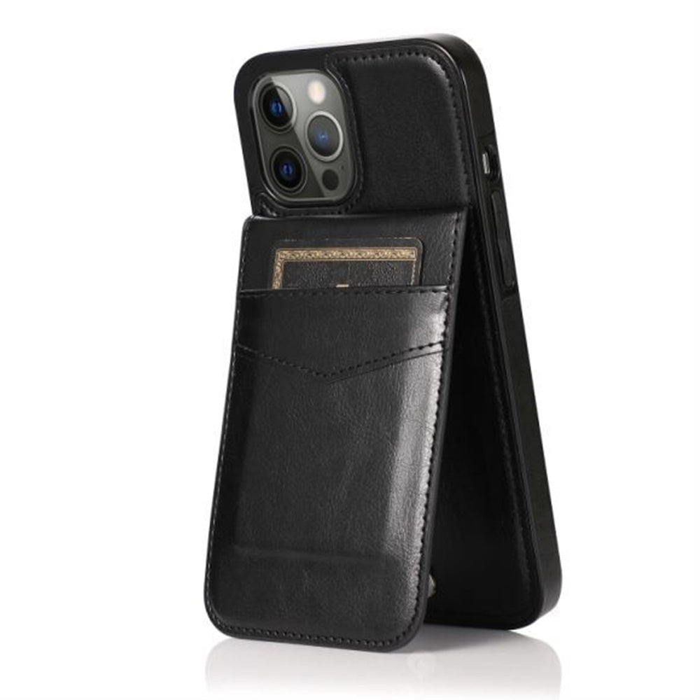 For Apple iPhone 13 Pro Max Wallet Case with Credit Card Holder Vertical Leather Kickstand Magnetic Buttons Flip Pouch Phone Case Cover