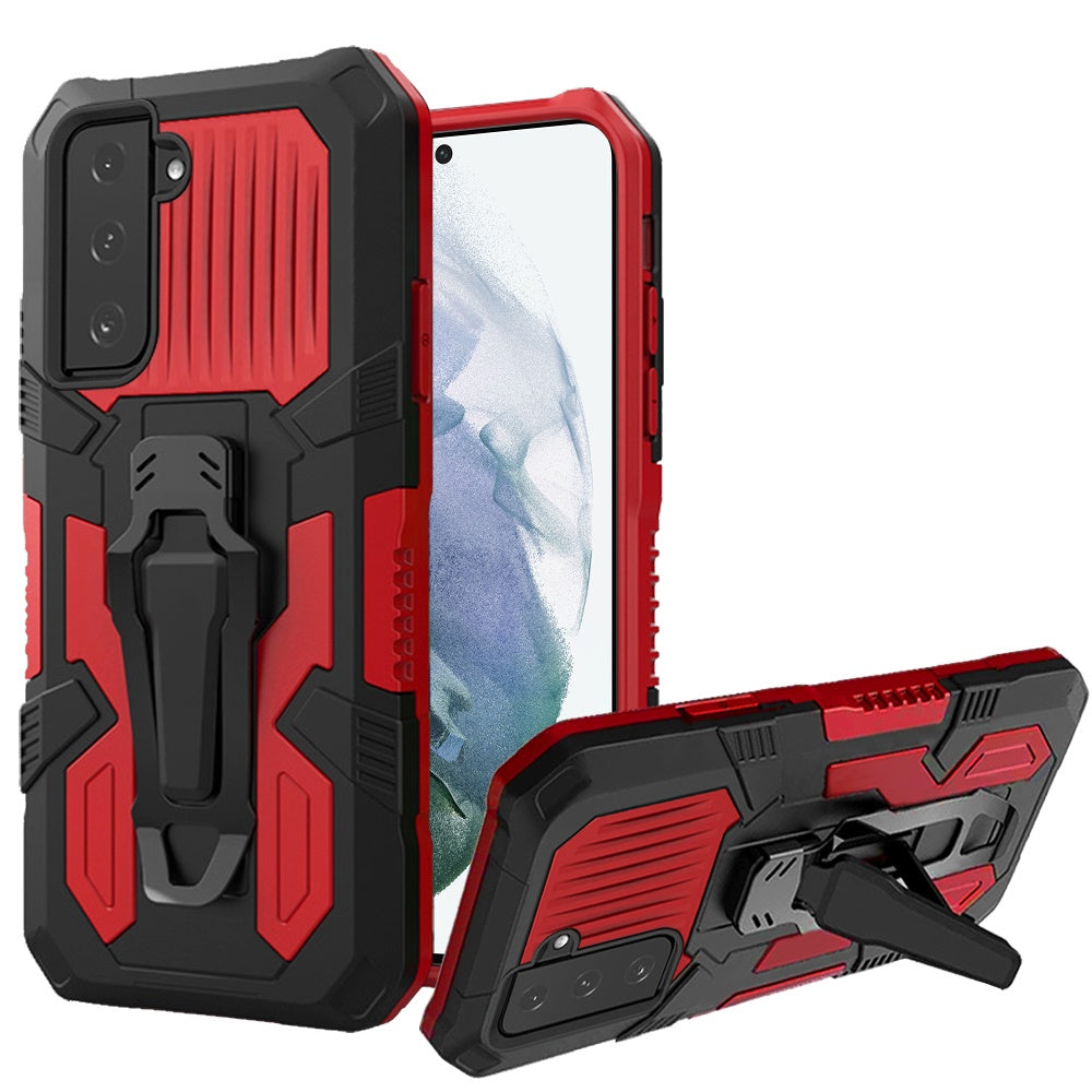 For Samsung Galaxy S22 Rugged Heavy Duty Dual Layers Hybrid Shockproof Protective with Built in Metal Clip Holder & Kickstand Phone Case Cover