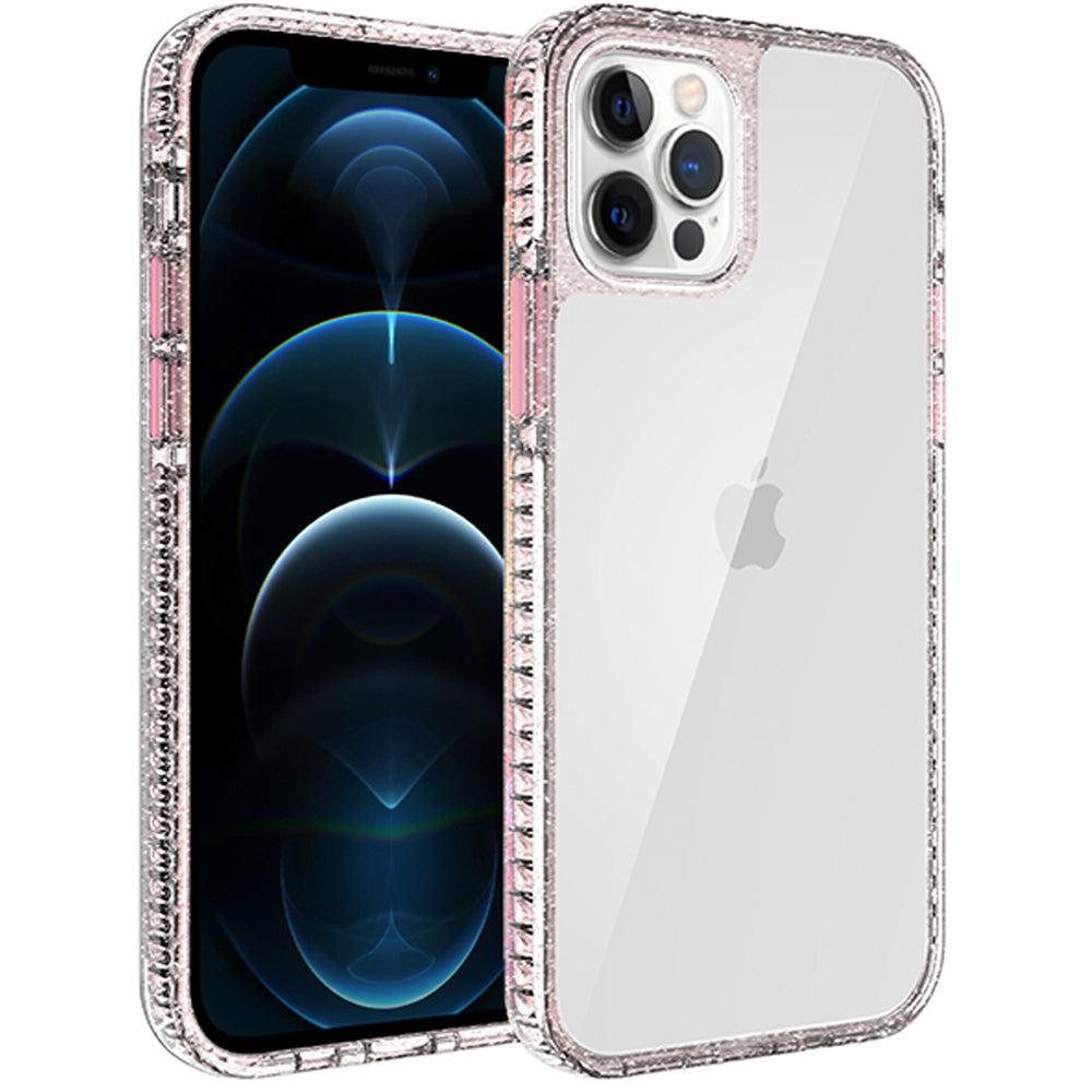 For Apple iPhone 13 Pro Max (6.7") Crystal Transparent Rugged Shockproof Hybrid PC+TPU Colorful Buttons Military Grade Protection Back Phone Case Cover