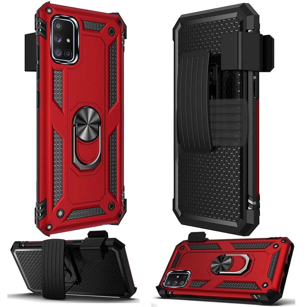 For Samsung Galaxy A71 5G with Belt Clip Holster Ring Stand Holder, Military Grade Fit for Magnetic Car Mount Shockproof Hybrid Rugged Phone Case Cover