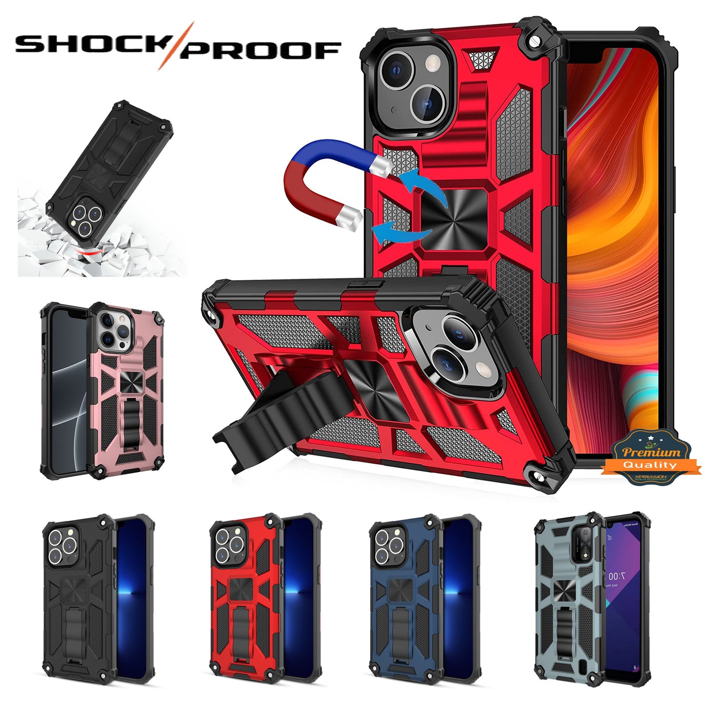 For Samsung Galaxy A03 Core Built in Magnetic Kickstand, Military Hybrid Bumper Heavy Duty Dual Layers Rugged Protective Phone Case Cover