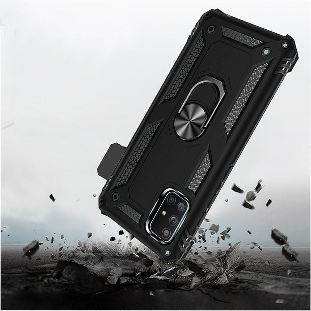 For Samsung Galaxy A71 5G with Belt Clip Holster Ring Stand Holder, Military Grade Fit for Magnetic Car Mount Shockproof Hybrid Rugged Phone Case Cover