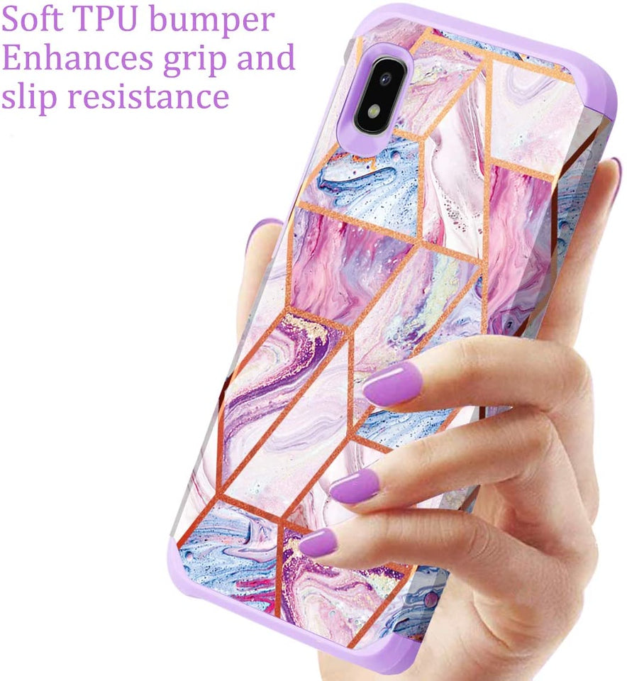 For Apple iPhone 13 Mini (5.4") Pattern Design Slim Hybrid Grid Bumper Rubber Soft TPU & Hard Back PC Protective Phone Case Cover
