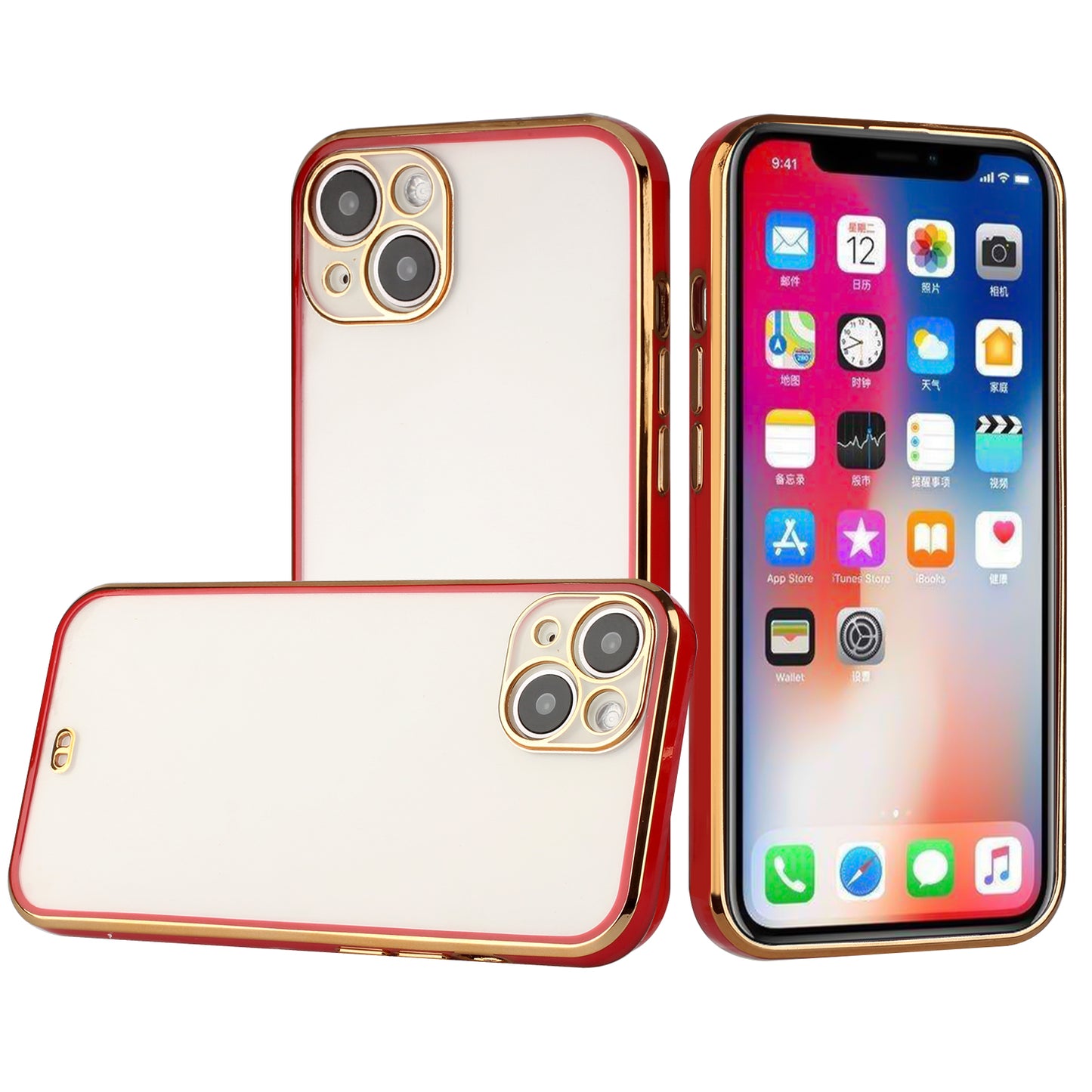 For Apple iPhone 11 (6.1") Slim Hybrid Gold Plated Chrome Transparent Rubber Gummy Hard PC Thick TPU Protective Phone Case Cover