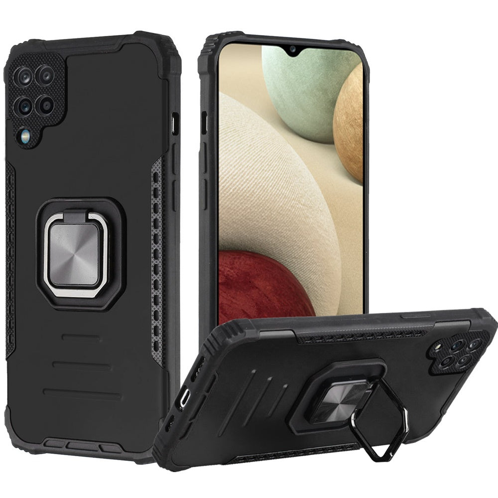 For Samsung Galaxy A12 5G Hybrid with Stand Magnetic Ring Kickstand Bumper Shockproof Armor Heavy Duty Military Grade Hard Phone Case Cover