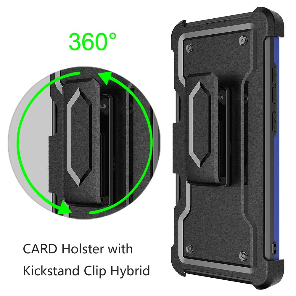 For Samsung Galaxy A53 5G Armor Belt Clip with Credit Card Holder, Holster, Kickstand Protective Heavy Duty Body Hybrid Phone Case Cover