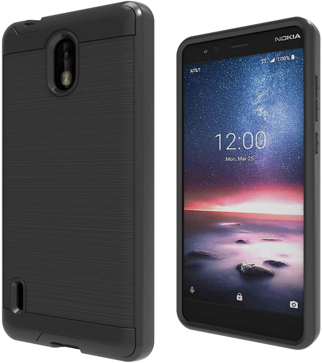 For Samsung Galaxy A03S Slim Rugged TPU + Hard PC Brushed Metal Texture Hybrid Dual Layer Defender Armor Shock Absorbing Phone Case Cover