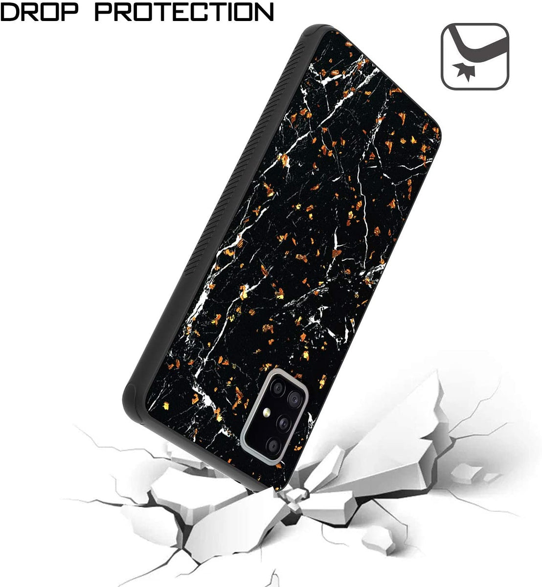 For Samsung Galaxy A13 5G Marble Fashion Stone Stylish Flake Glitter Bling Hybrid Slim Glossy TPU Rubber Hard Protection Phone Case Cover