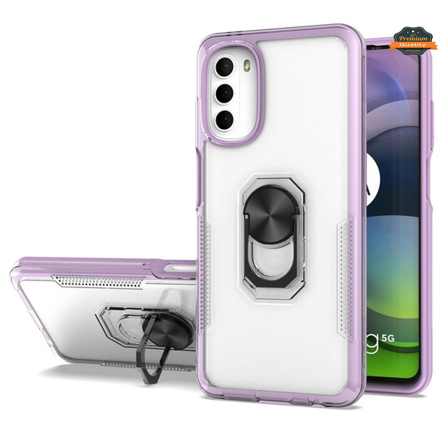 For Samsung Galaxy A03S Transparent Hybrid PC Magnetic Ring Stand (work with Car Mount) Detachable Frame Bumper Phone Case Cover