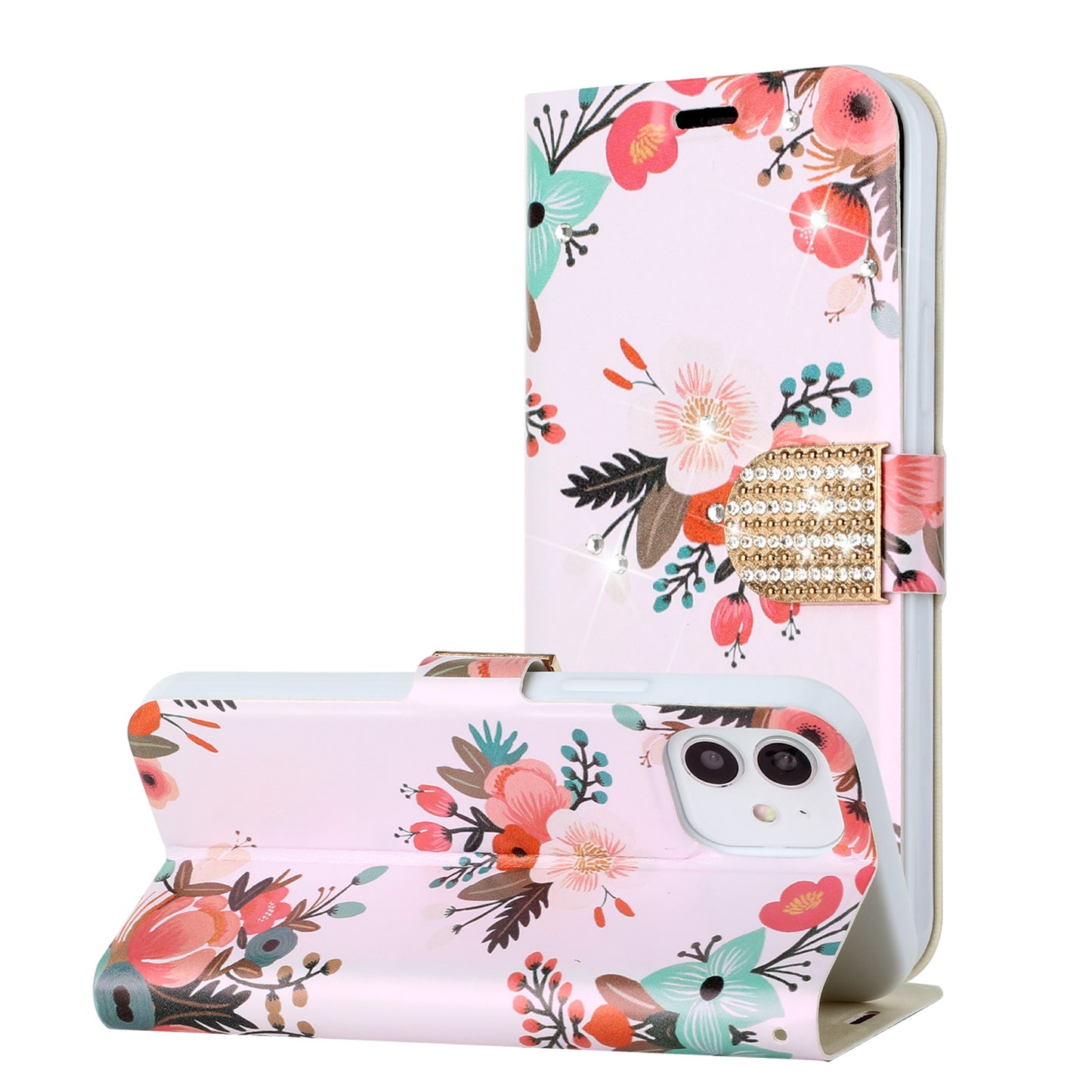 For Samsung Galaxy A53 5G Design Pattern PU Leather Wallet Case 3D Diamond Bling Buckle with Credit Card Slot & Stand Pouch Flip Phone Case Cover