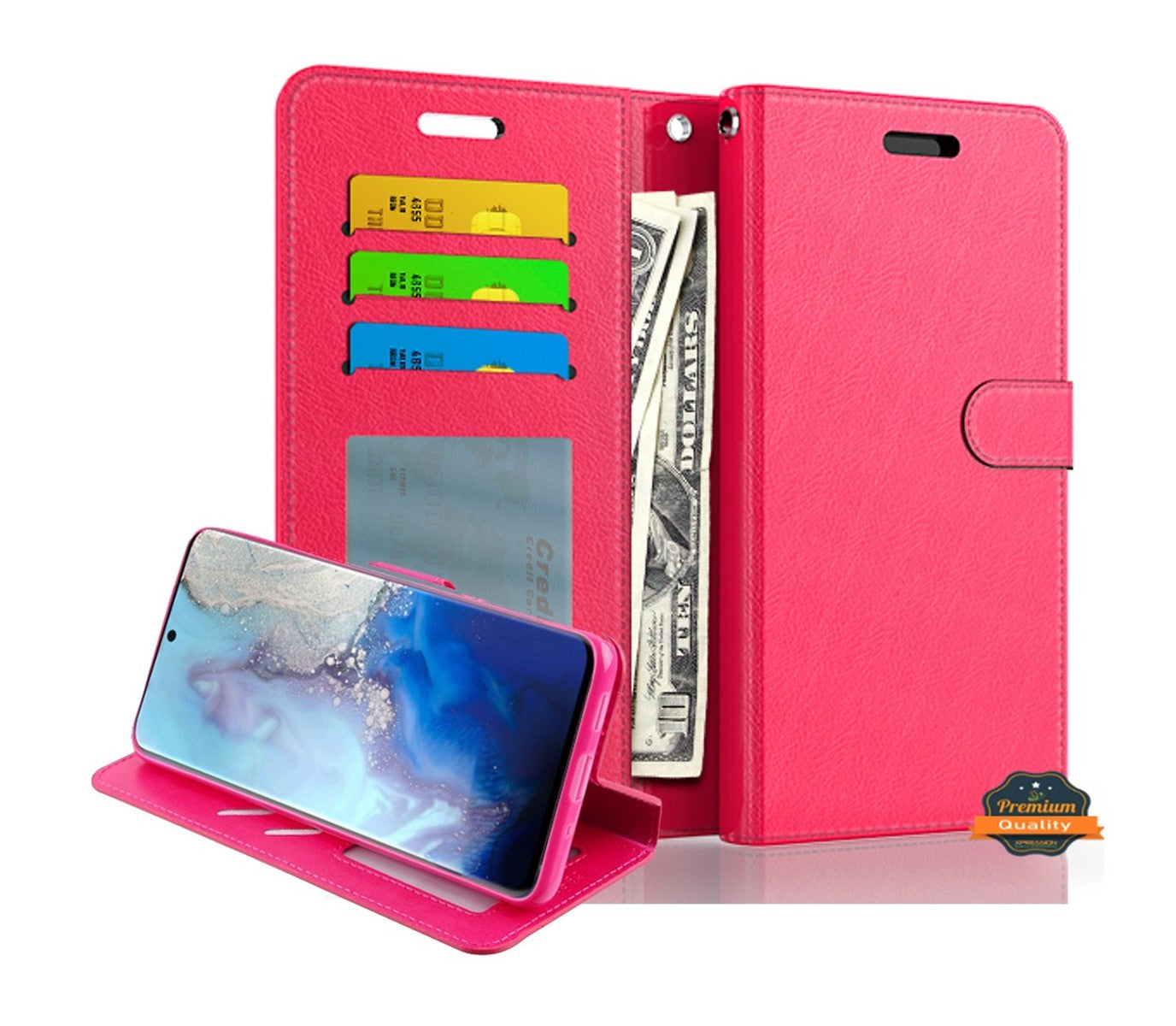 For Boost Mobile Celero 5G Wallet PU Leather Pouch with Card Slots ID Money Pocket, Stand & Strap Flip Dual Layers Phone Case Cover