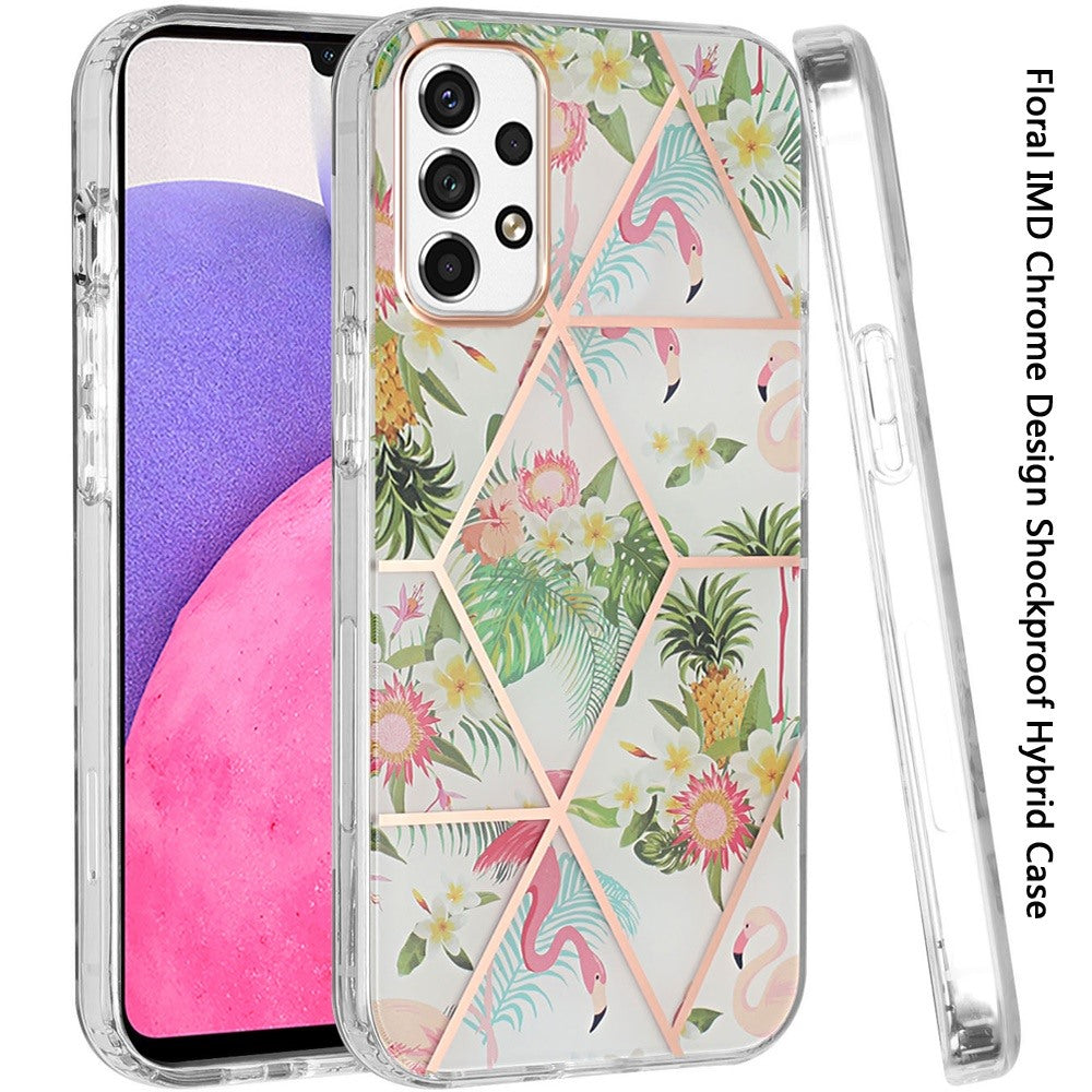 For Samsung Galaxy A33 5G Fashion Floral IMD Design Flower Pattern Hybrid Protective Hard PC Rubber TPU Slim Hard Back Phone Case Cover