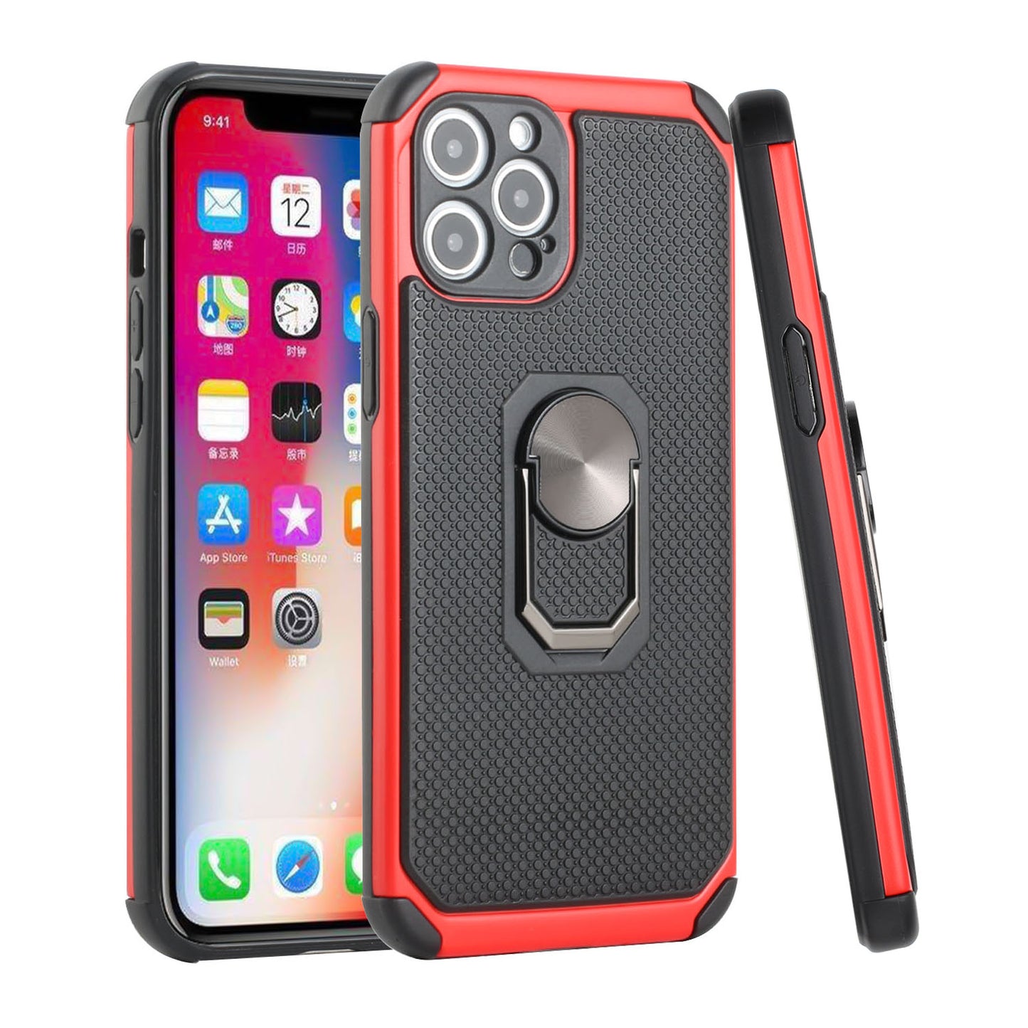 For Apple iPhone 11 (6.1") Slim Rugged TPU Shockproof Hybrid with Magnetic Ring Stand Holder Phone Case Cover