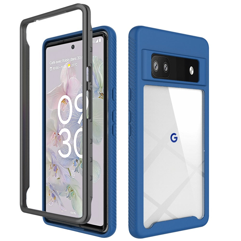 For Google Pixel 6A Clear Dual Layer Rugged Bumper Frame Heavy Duty Hybrid Shockproof Rubber TPU Full Body Defender Phone Case Cover
